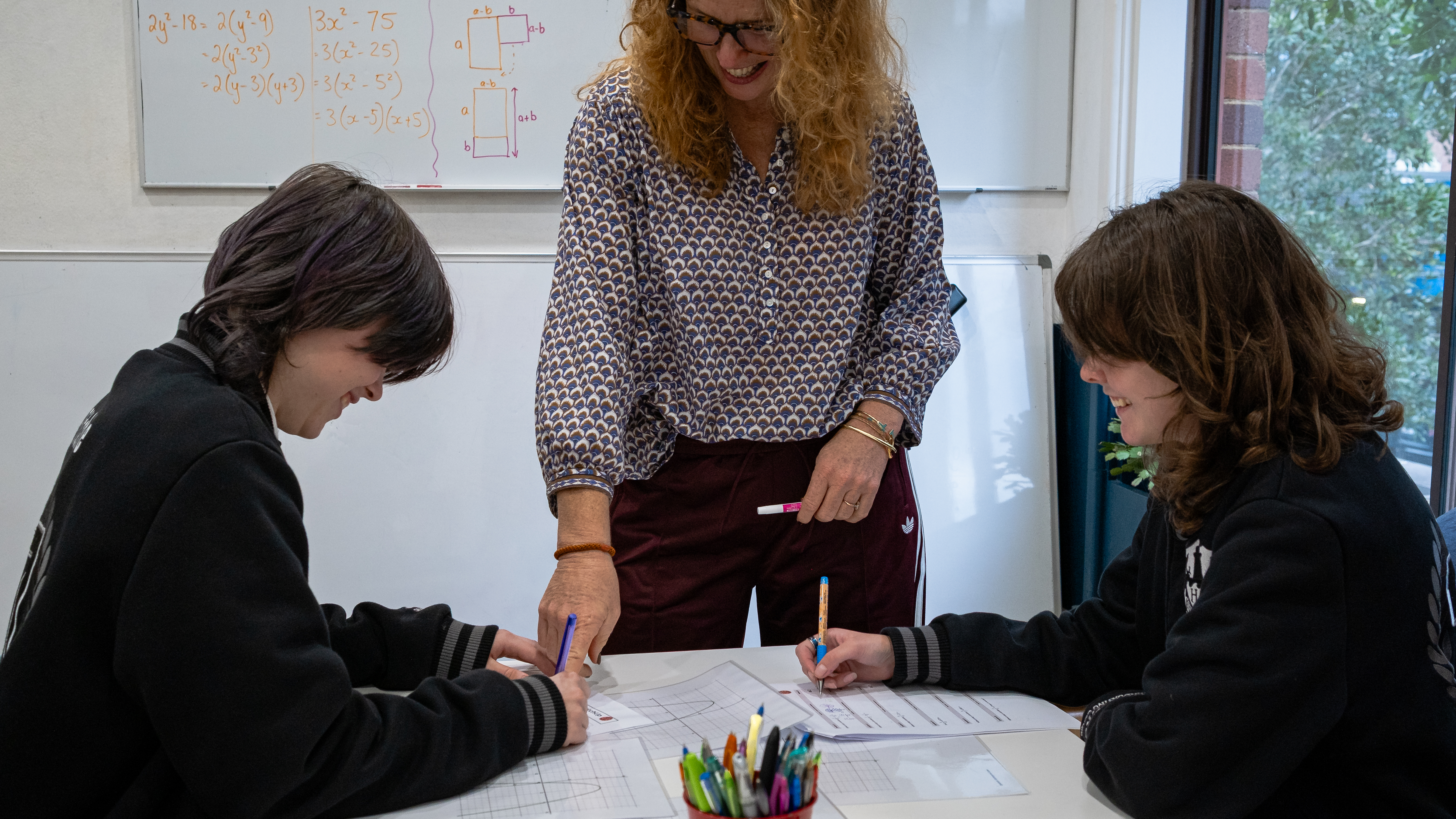 Mrs T with high school students
